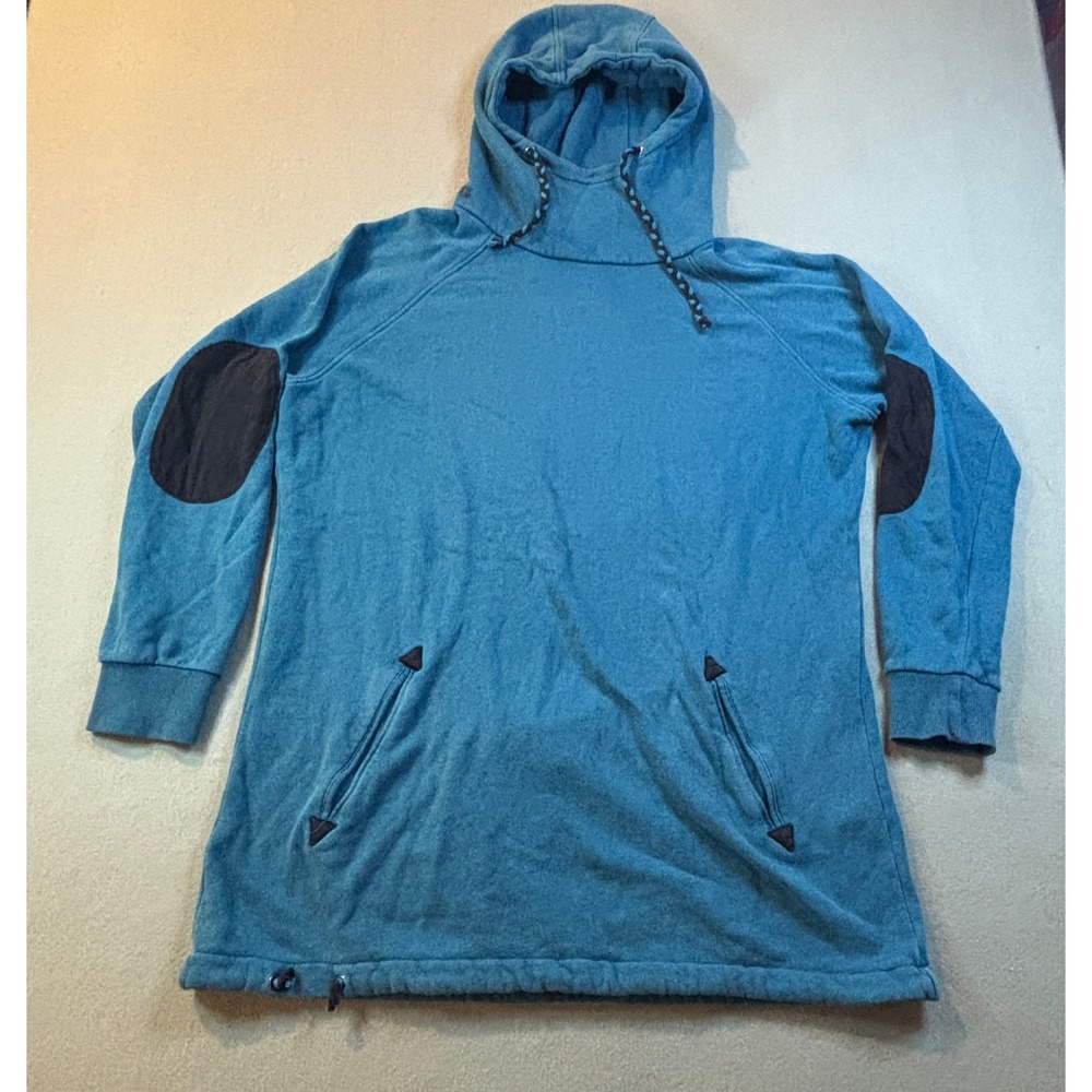 Nikita Pullover Hoodie Women's M Blue Longline Elbow Patch Snowboard Streetwear